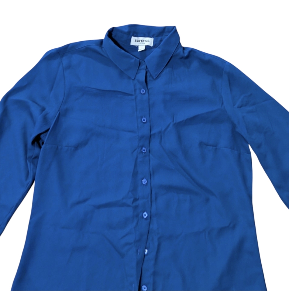 Express Blue Button-Up Shirt - Picture 2 of 4